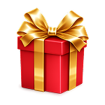 Red gift box with gold ribbon